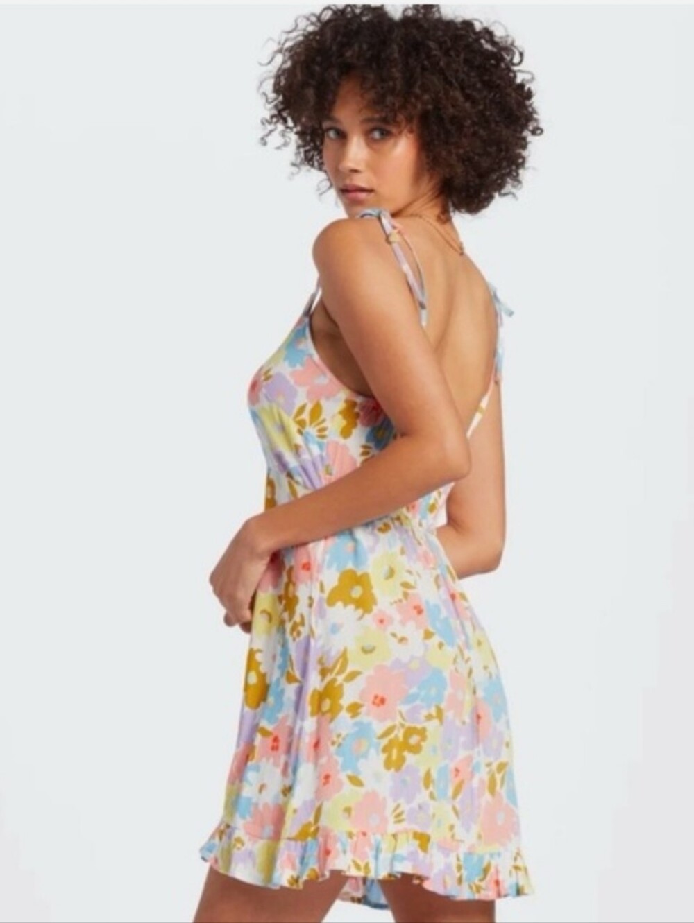 Billabong Pastel Floral Tie-Shoulder Mini Dress. NWOT Medium